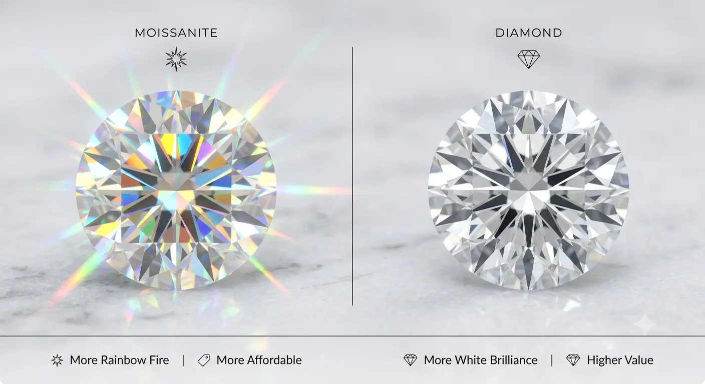 Read more about the article Moissanite vs. Diamond: Which One Should You Buy?
